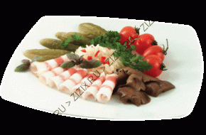 Ассорти солений с домашним салом и чесночными гренками (блюдо на стол)